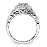 14k White Gold 1 carat Lab Grown Diamond VS/SI+ G+ Complete Cluster Engagement Ring